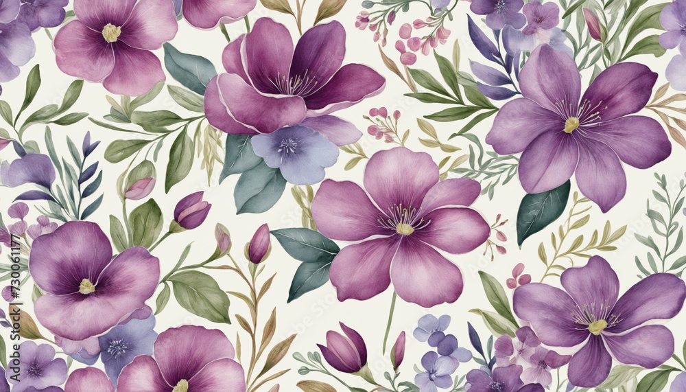 floral watercolor background purple on a light background