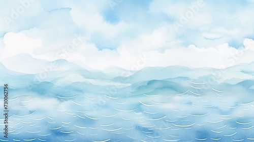 Vibrant and artistic hand drawn watercolor sea waves background with free copy space