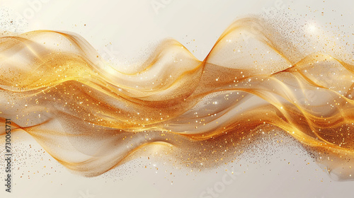Abstract watercolor paint wave background with gradient gold glitter color and liquid fluid grunge texture. Sparkling champagne wave for graphic resource background.  photo