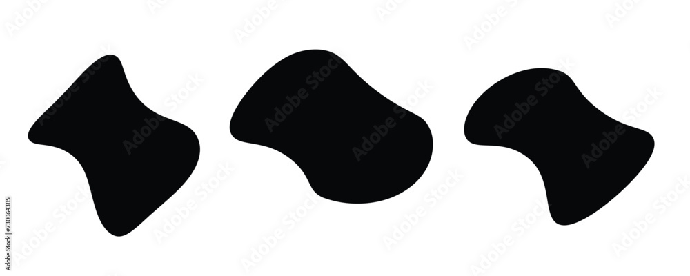 Modern liquid irregular blob shape abstract elements graphic flat style design fluid vector illustration set. 123	
