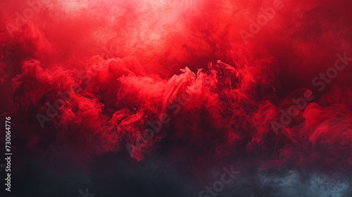 Black smoke on red color abstract watercolor background. 