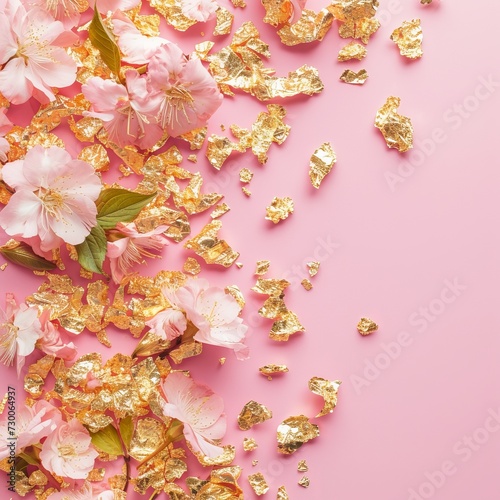 flowers on pink background.