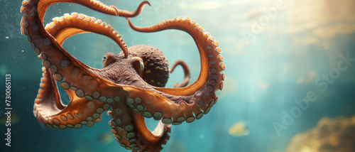 An octopus in its aquatic realm, tentacles undulating with grace and intelligence