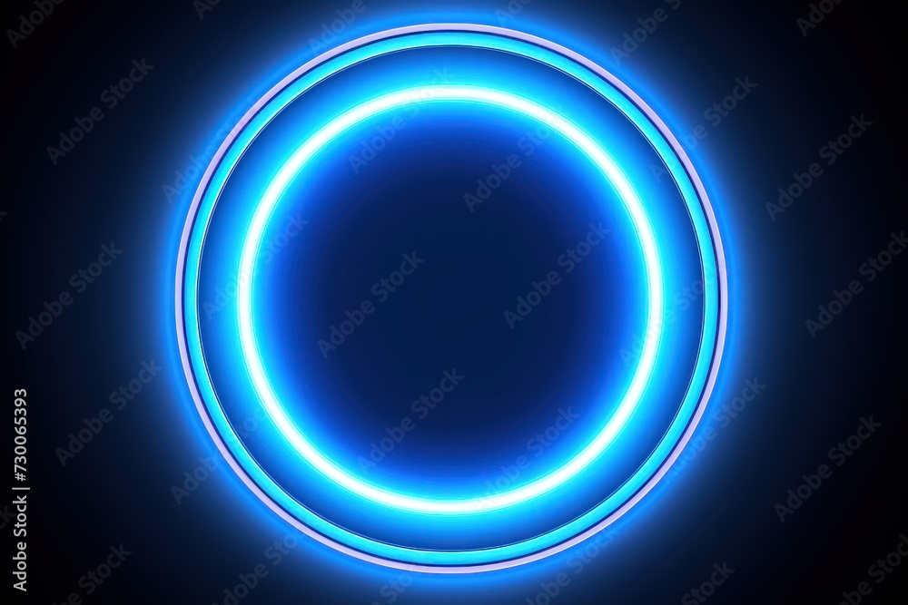 blue round neon shining circle isolated on white background 