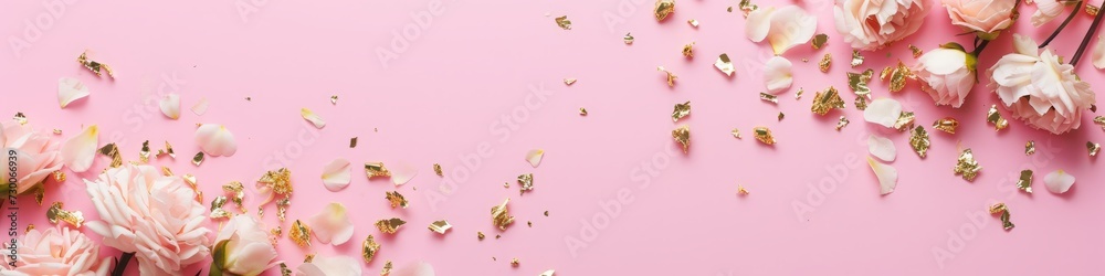 flowers on pink background.