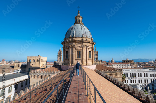 Palermo cathedral in Sicily Italy overlooking the city's picturesque landscape