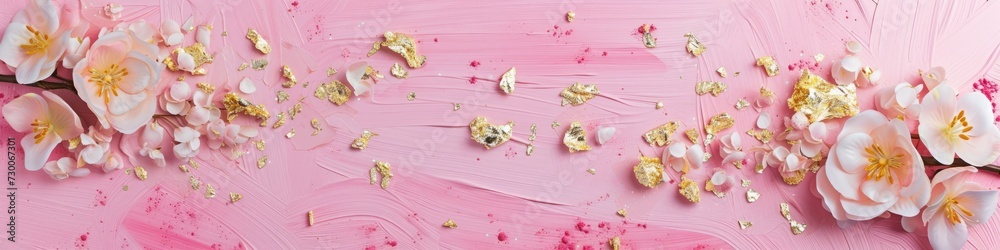 flowers on pink background.