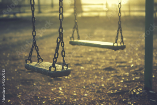 A snapshot of a playground, with retro vintage stylized, conveying emotion of cinematography...