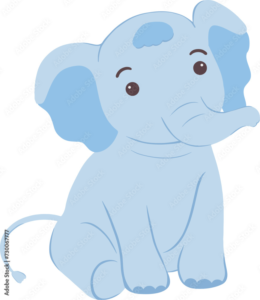 Vector illustration of wild animals Baby elephant with a cute sitting pose
