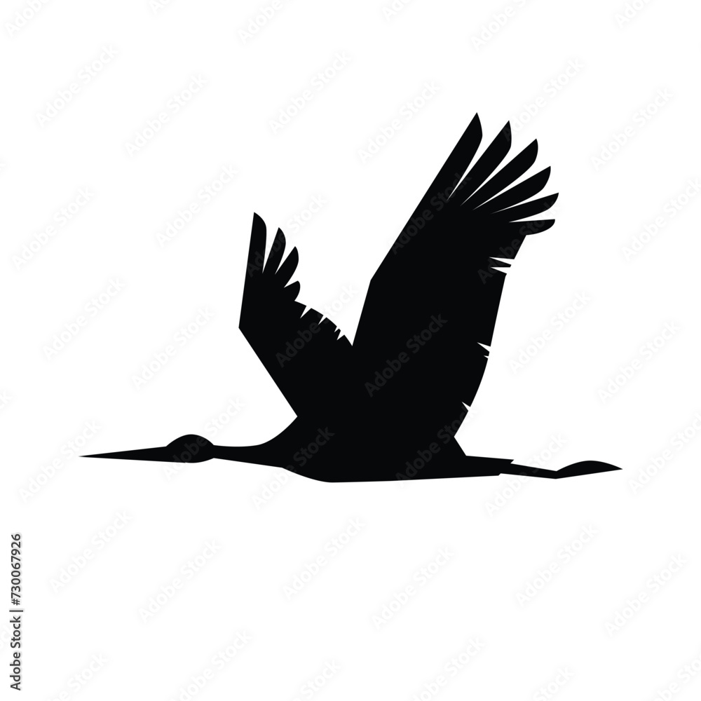 Fototapeta premium Flying stork silhouette, vector illustration isolated on white background