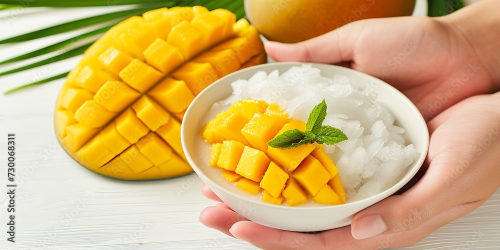 hand holding mango