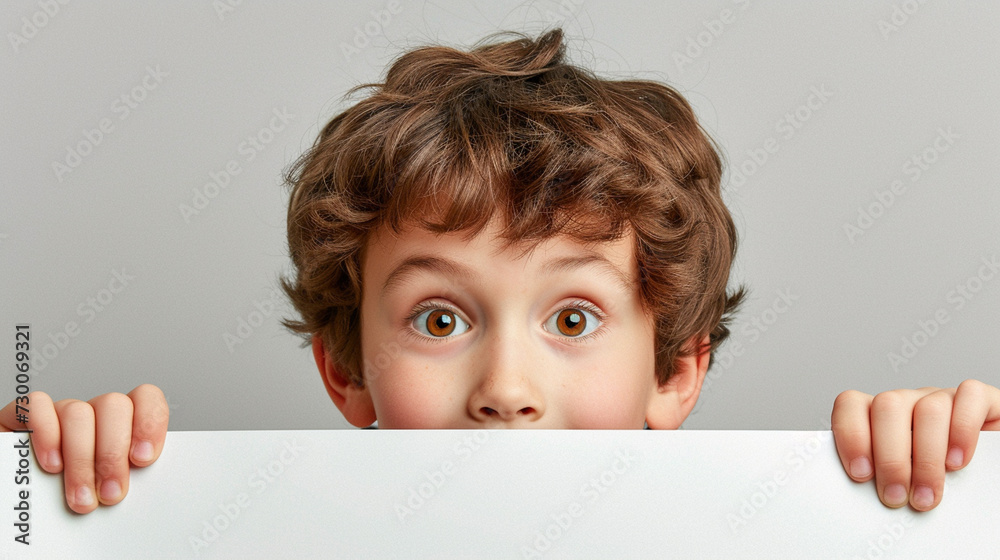 Curious Promotion: Boy with Half Body Displaying Messages of Curiosity and Wonder with Empty Full Card Curious Promotion: Boy with Half Body Displaying Messages of Curiosity and Wonder with Empty Full Card