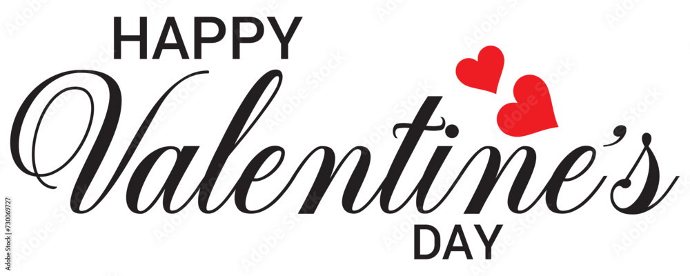 Happy Valentine's day text lettering typography poster background Vector illustration .handwritten calligraphy text, isolated on white background.