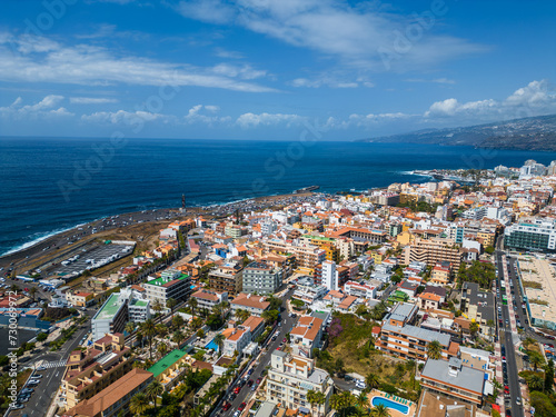 urban street view of Puerto De La Cruz, Tenerife, Canary island, aerial