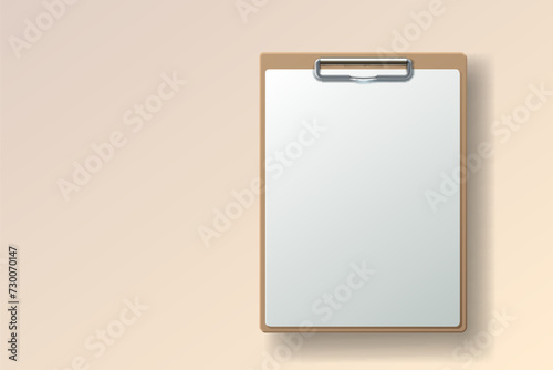 Clipboard communication, white sheet of paper in a clipboard, business paper. Vector illustration