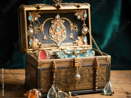 Casket jewelry box with many jewellery.