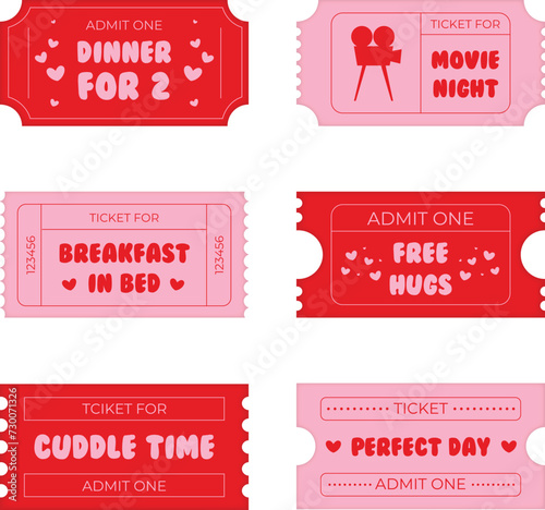 Love Tickets, coupons, valentine day, love, hearts