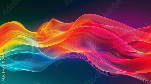 A bold and vibrant spectrum converging into a dynamic gradient wave, illustrating the fusion of energy and movement within a canvas of minimalist sophistication.
