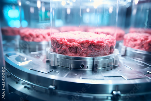 Modern technology in agriculture - meat grown meat in bioreactor photo