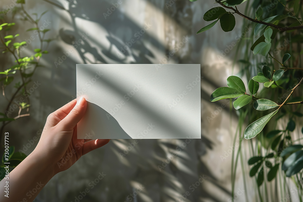 Hand-holding white paper for writing advertisements in public relations space. AI Generated Hand-holding white paper for writing advertisements in public relations space. AI Generated