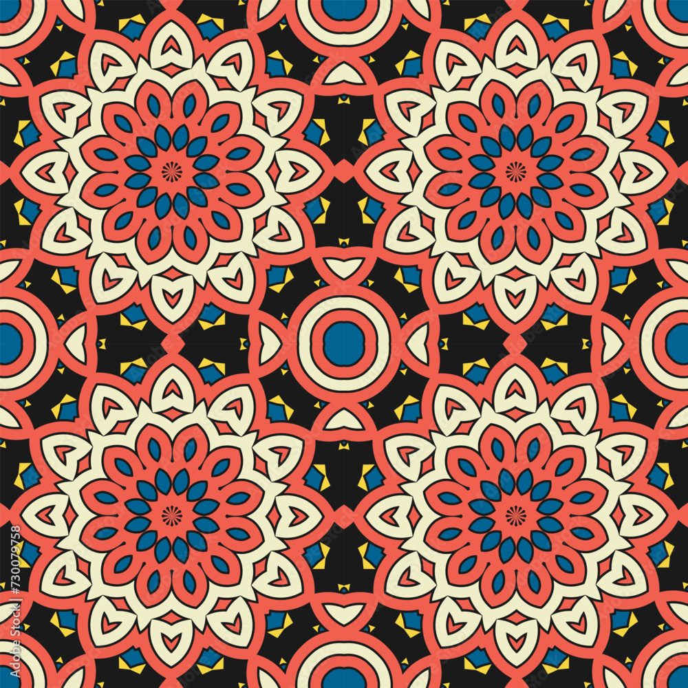 Seamless pattern with surreal multicolor ornament. Version No. 12. Vector illustration