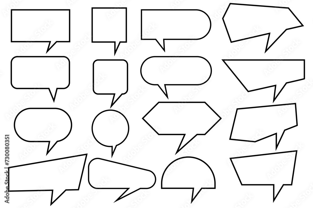 Obraz premium Set of bubble chat. Speech bubble, comic dialogue, line art. Speech bubble template collection. Vector illustration