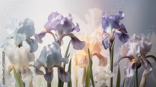 Iris garden featuring a symphony of pastel tones. 