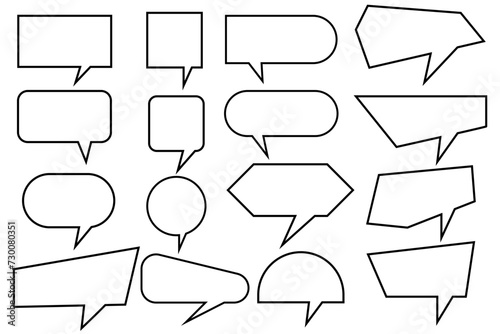 Set of bubble chat. Speech bubble, comic dialogue, line art. Speech bubble template collection. Vector illustration