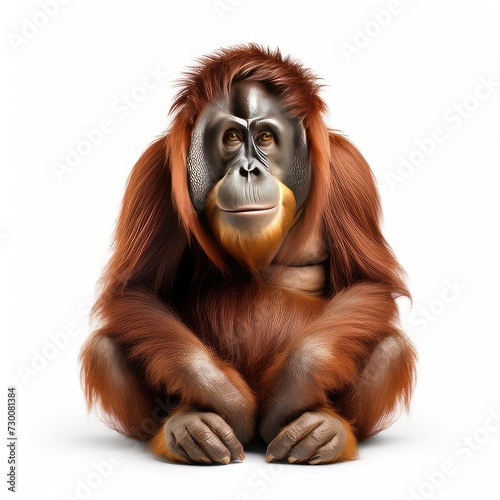 Borneo orangutan illustration on white background