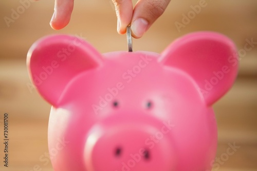 Hand Inserting Coin Piggy Bank 7