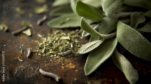 Close up of a sage leaves, cooking herbs