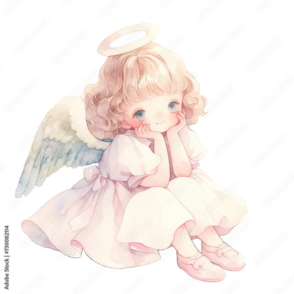 Fototapeta premium cute little angel cartoon characters, transparent background.