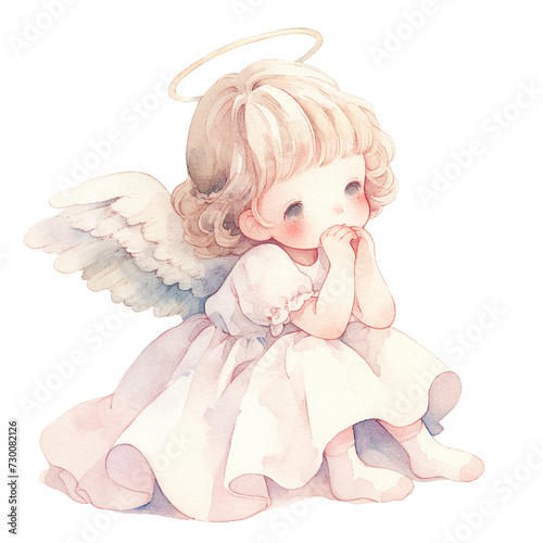 cute little angel cartoon characters, transparent background.