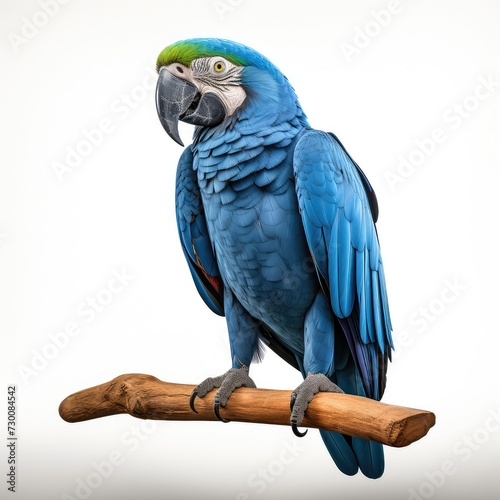 Hyacinth macaw blue colored bird isolated on white background