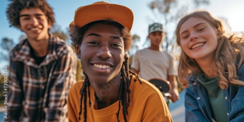 Diverse Group Of Youth Connecting And Building Friendships At An Urban Skate Park