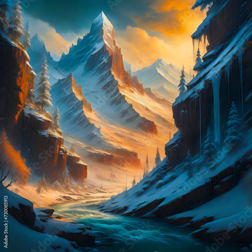 Fototapeta słońce panorama śnieg alpy