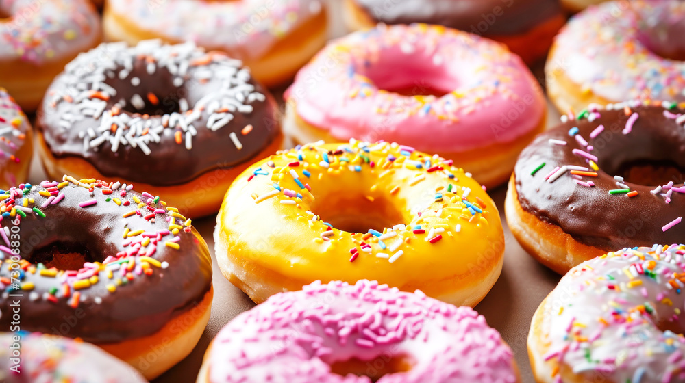 Assorted Glazed Doughnuts Arranged on Table