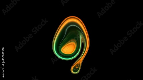 Ovary green and orange lights cartoon style black AI generative