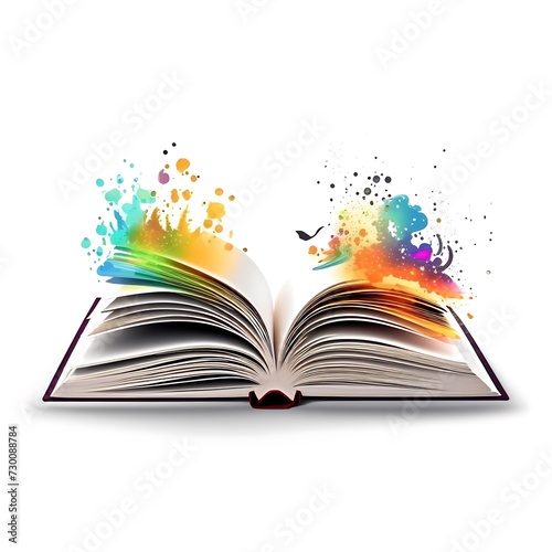 open book illustration with colors isolated in blank white background