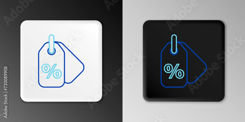 Line Discount percent tag icon isolated on grey background. Shopping tag sign. Special offer sign. Discount coupons symbol. Colorful outline concept. Vector