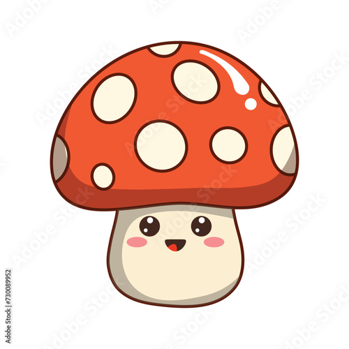 Cute Kawaii Mushroom Chibi Mascot Vector Cartoon Style