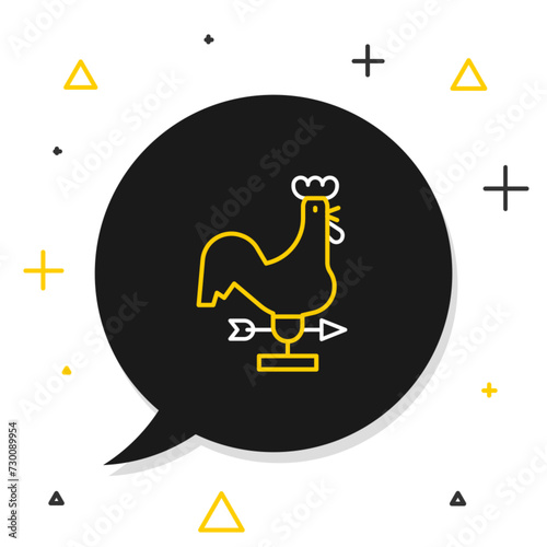 Line Rooster weather vane icon isolated on white background. Weathercock sign. Windvane rooster. Colorful outline concept. Vector