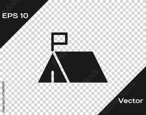 Black Protest camp icon isolated on transparent background. Protesting tent. Vector