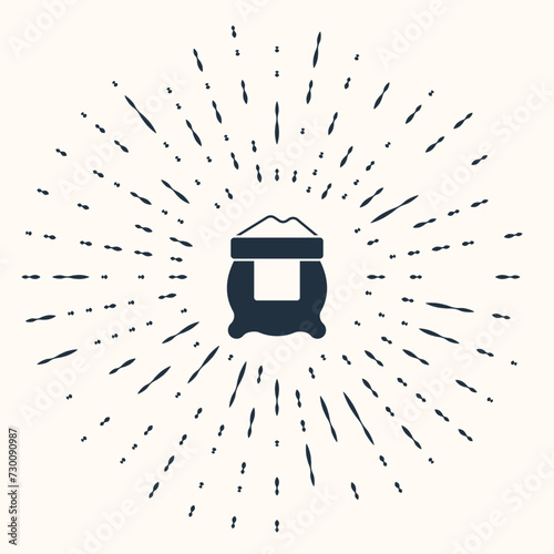 Grey Bag of flour icon isolated on beige background. Abstract circle random dots. Vector