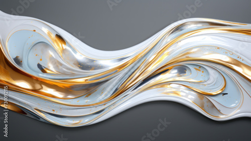 Beautiful golden three-dimensional sculptural shape. Abstract composition inspiration of 3d graphic. Concept of energy, dynamic themes. Trendy soft blur effect. Best for yours header, design, cover