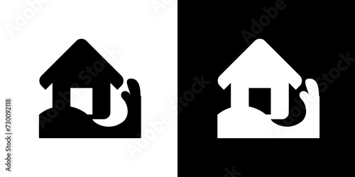 Home icon. Geographical circumstances. Location of the house. Draw lines. Home image.