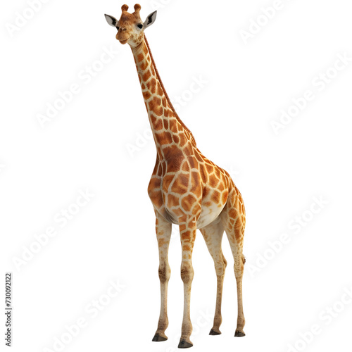 3D Rendering of a Giraffe Standing on Transparent Background - Ai Generated