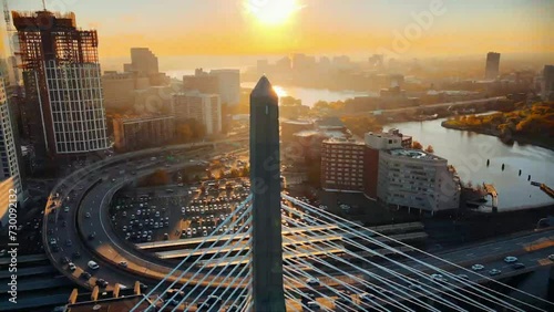 boston city landscape aerial view photo