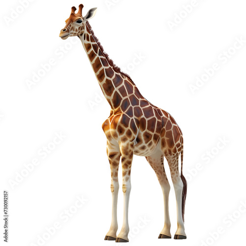 3D Rendering of a Giraffe Standing on Transparent Background - Ai Generated