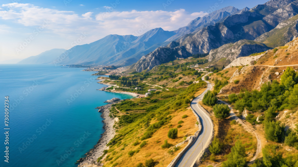 Aerial summer scene of Adriatic coast of Albania